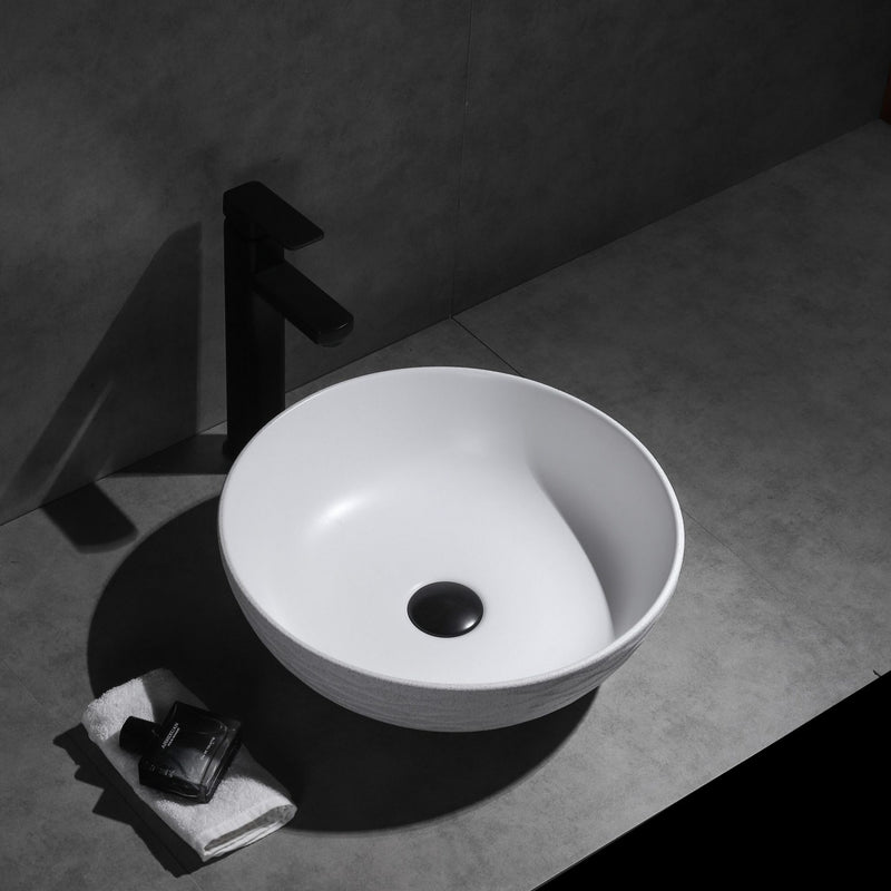 Ovia Claya Art Wavy Matt White Textured Above Counter Basin 400mm x 135mm