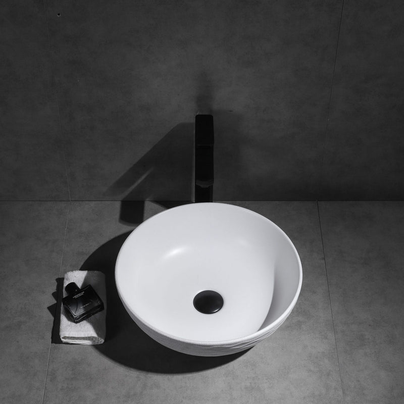 Ovia Claya Art Wavy Matt White Textured Above Counter Basin 400mm x 135mm