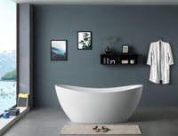 Ovia Ikaris 1500mm Double High Back Freestanding Acrylic No Overflow Bath Tub - Gloss White