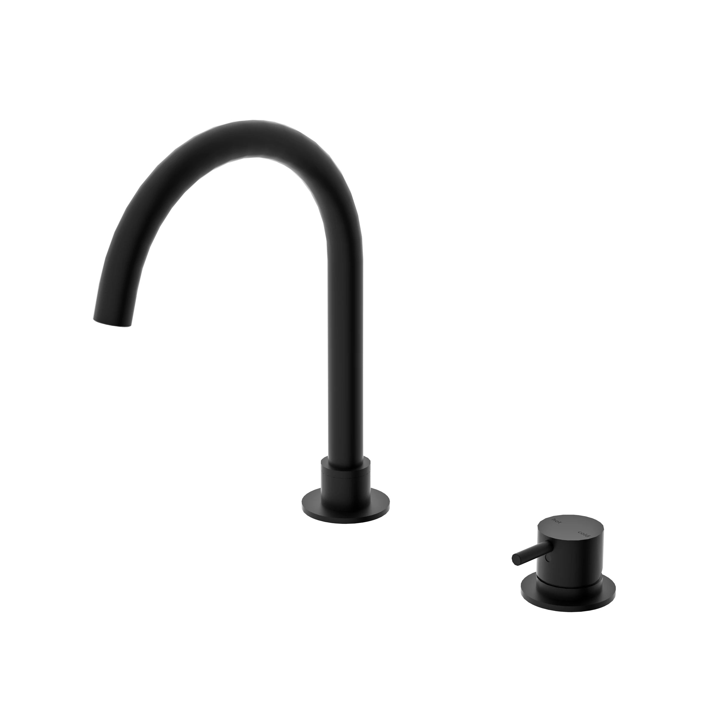 Nero Mecca Hob Basin Mixer Round Spout Matte Black