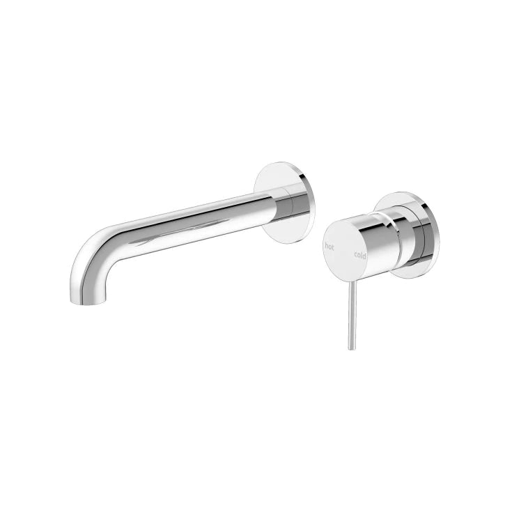 Nero Mecca Wall Basin Mixer Separate Back Plate 185mm Spout Handle Down Chrome