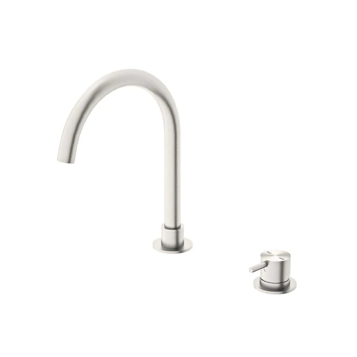 Nero Mecca Hob Basin Mixer Round Spout Brushed Nickel