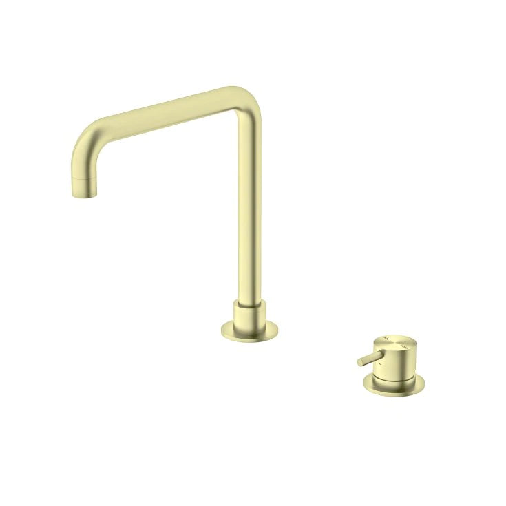 Nero Mecca Hob Basin Mixer Square Spout Brushed Gold