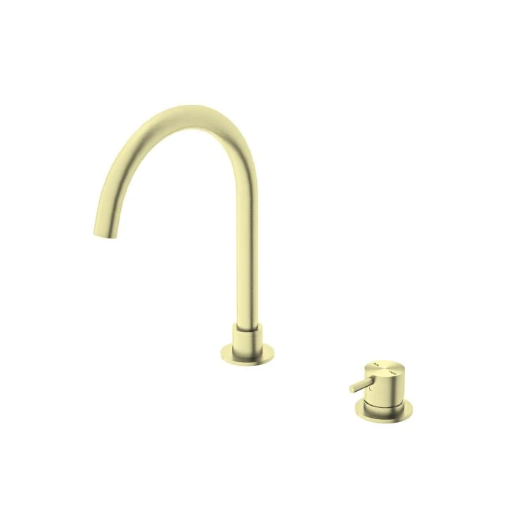 Nero Mecca Hob Basin Mixer Round Spout Brushed Gold