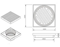 Ovia Mila Square Slim Grill Linear Floor Waste - Brushed Gold