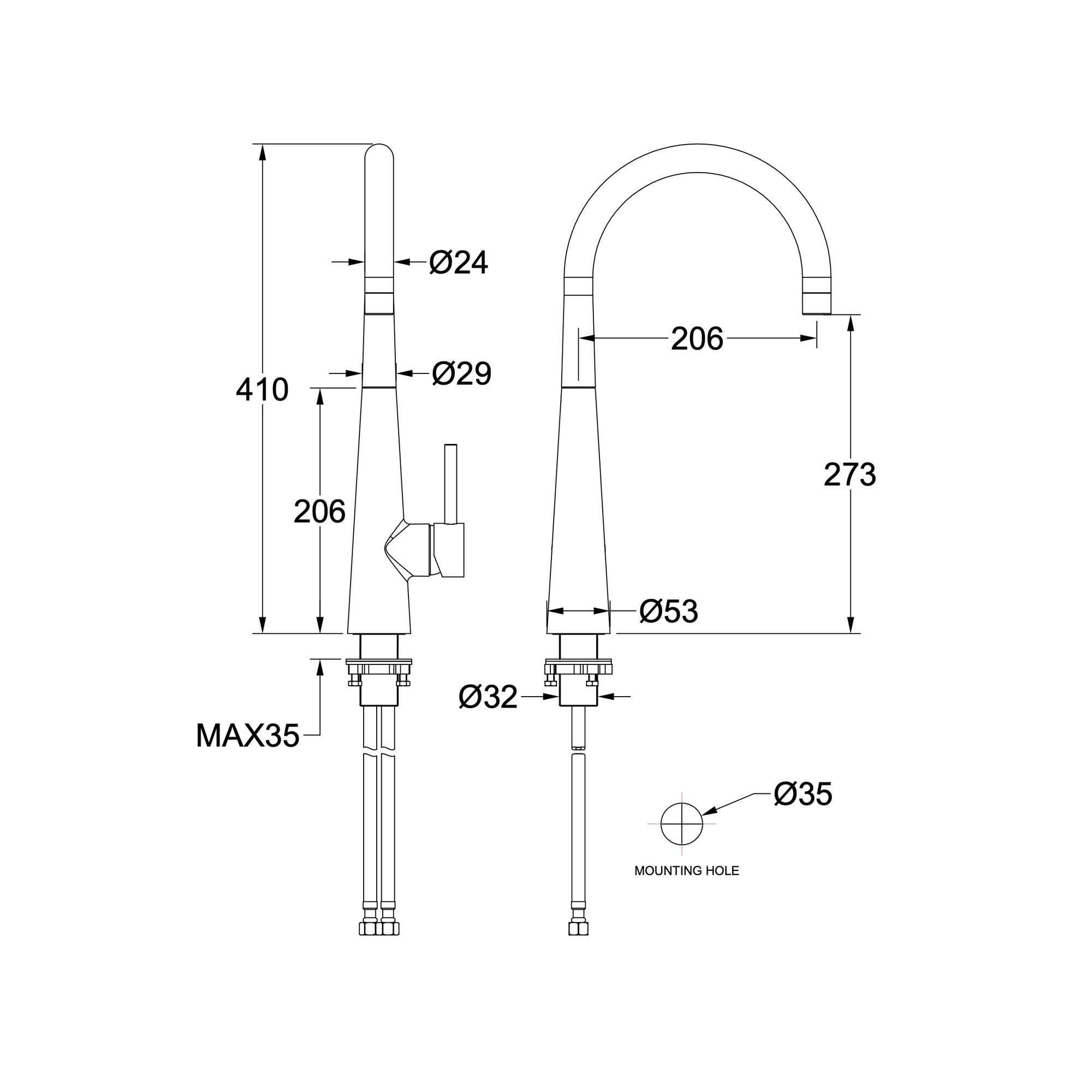 Linsol Kashi Sink Mixer - Brushed Nickel