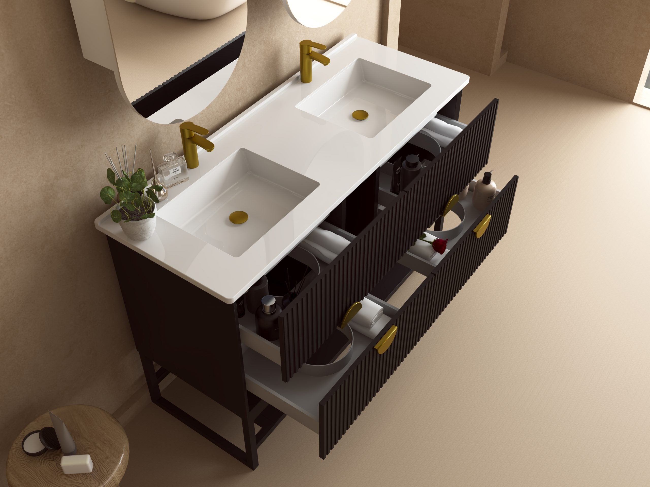 1200mm Marlowe Wall Hung Matte Black Cabinet Only