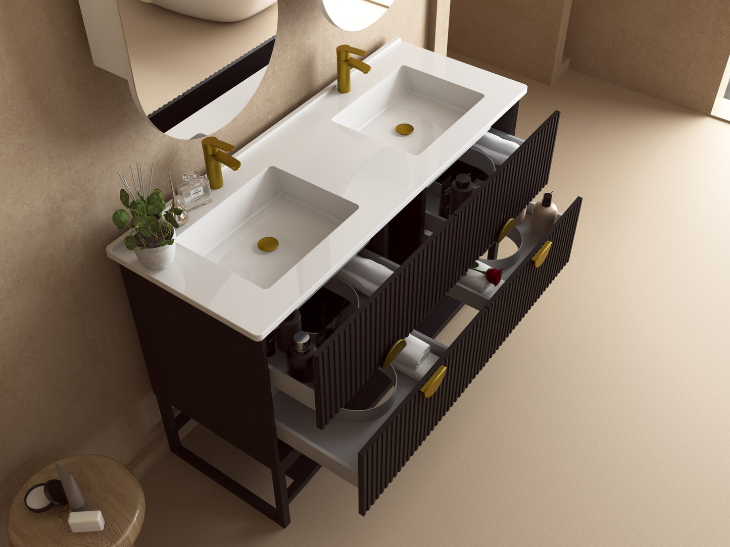 1200mm Marlowe Wall Hung Matte Black Cabinet Only