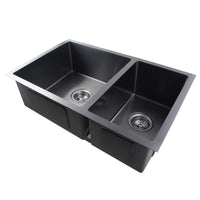 Aquaperla 710 x 450 x 205mm 1.2mm Dark Stainless Steel Handmade Double Bowls Top/Undermount Kitchen Sink - Grey
