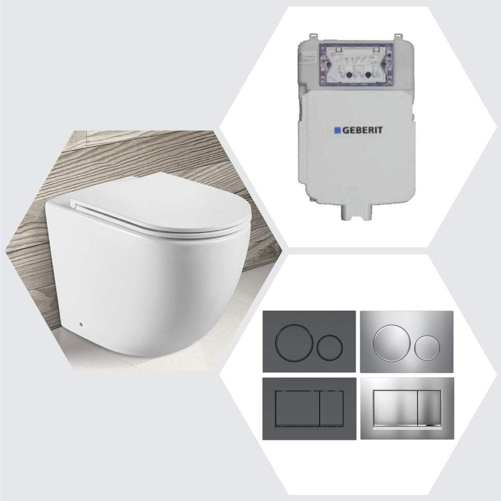 Geberit Sigma 8 Fienza Koko Rimless Tornado In Wall Cistern Toilet Suite Gloss White