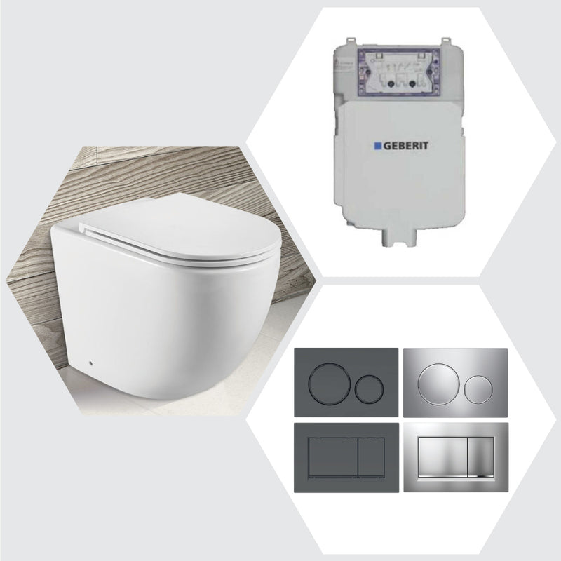 Geberit Sigma 8 Fienza Koko Rimless Tornado In Wall Cistern Toilet Suite Gloss White