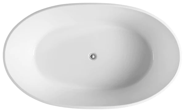 Lucia 1730mm Free Standing Gloss White Bath No Overflow