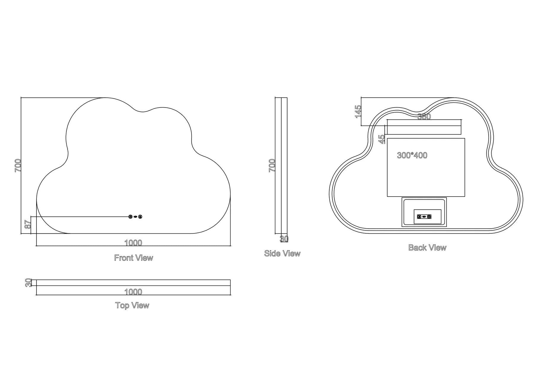 Luna 700×1000mm LED Cloud Mirror