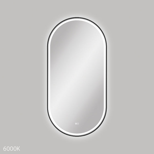 Fienza Empire LED Matte Black Framed Mirror, 450 x 900mm