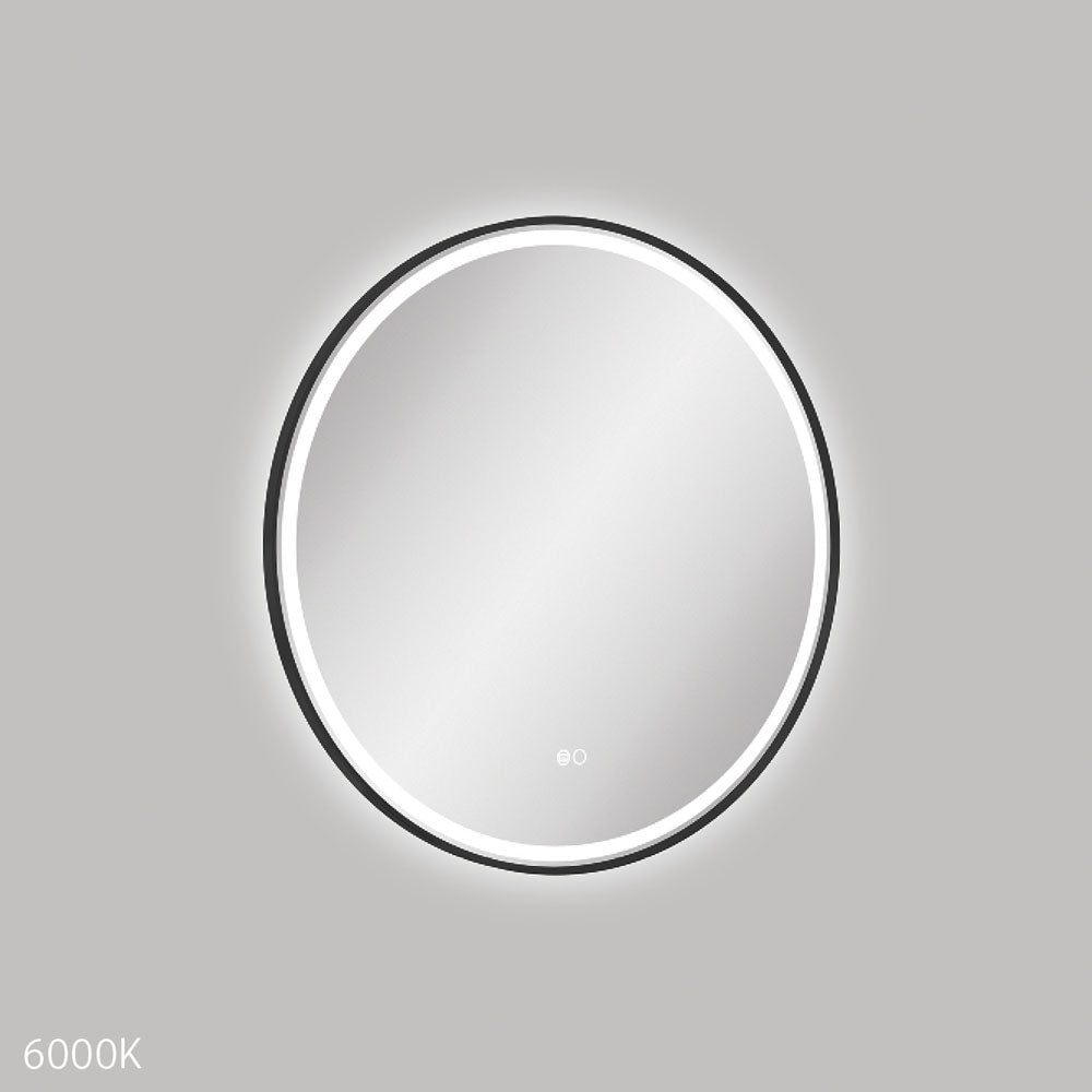 Fienza Reba LED Matte Black Framed Mirror, 700mm