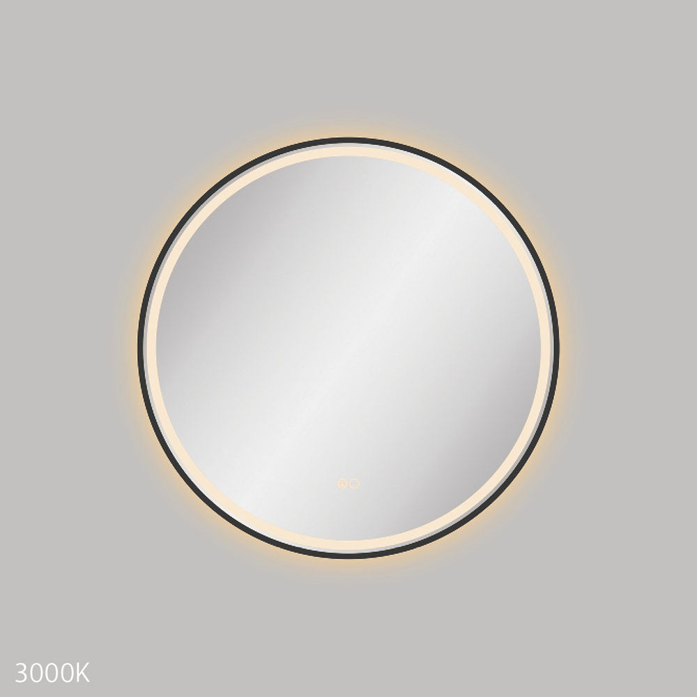 Fienza Reba LED Matte Black Framed Mirror, 700mm