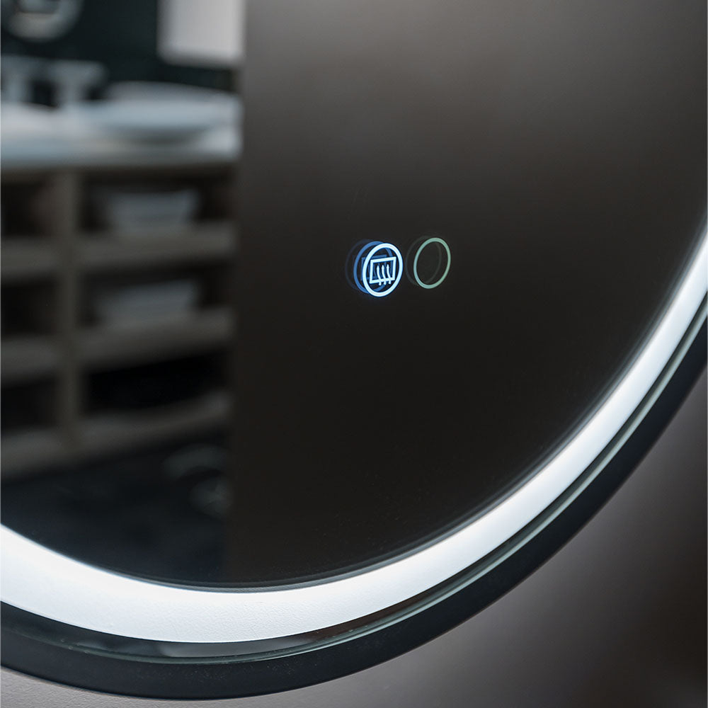 Fienza Reba LED Matte Black Framed Mirror, 900mm