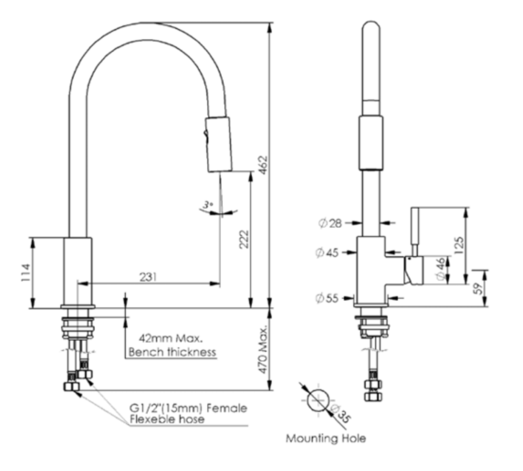 Greens Alfresco Pull-Down Sink Mixer