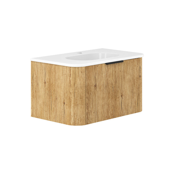 Lola Gloss Minka Curved Scandi Oak 750 Wall Hung Vanity