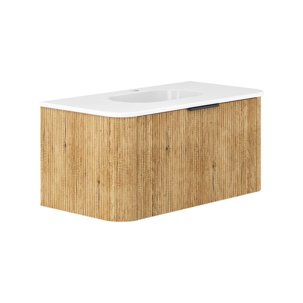 Lola Gloss Minka Curved Scandi Oak 900 Wall Hung Vanity