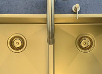 Meir 760mm Double Bowl PVD Kitchen Sink - Brushed Gold (Tiger Bronze)
