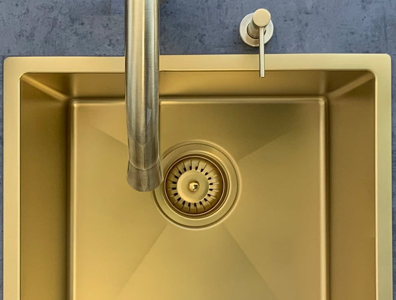 Meir Single Bowl PVD Kitchen Sink 380mm x 440mm - Brushed Bronze Gold