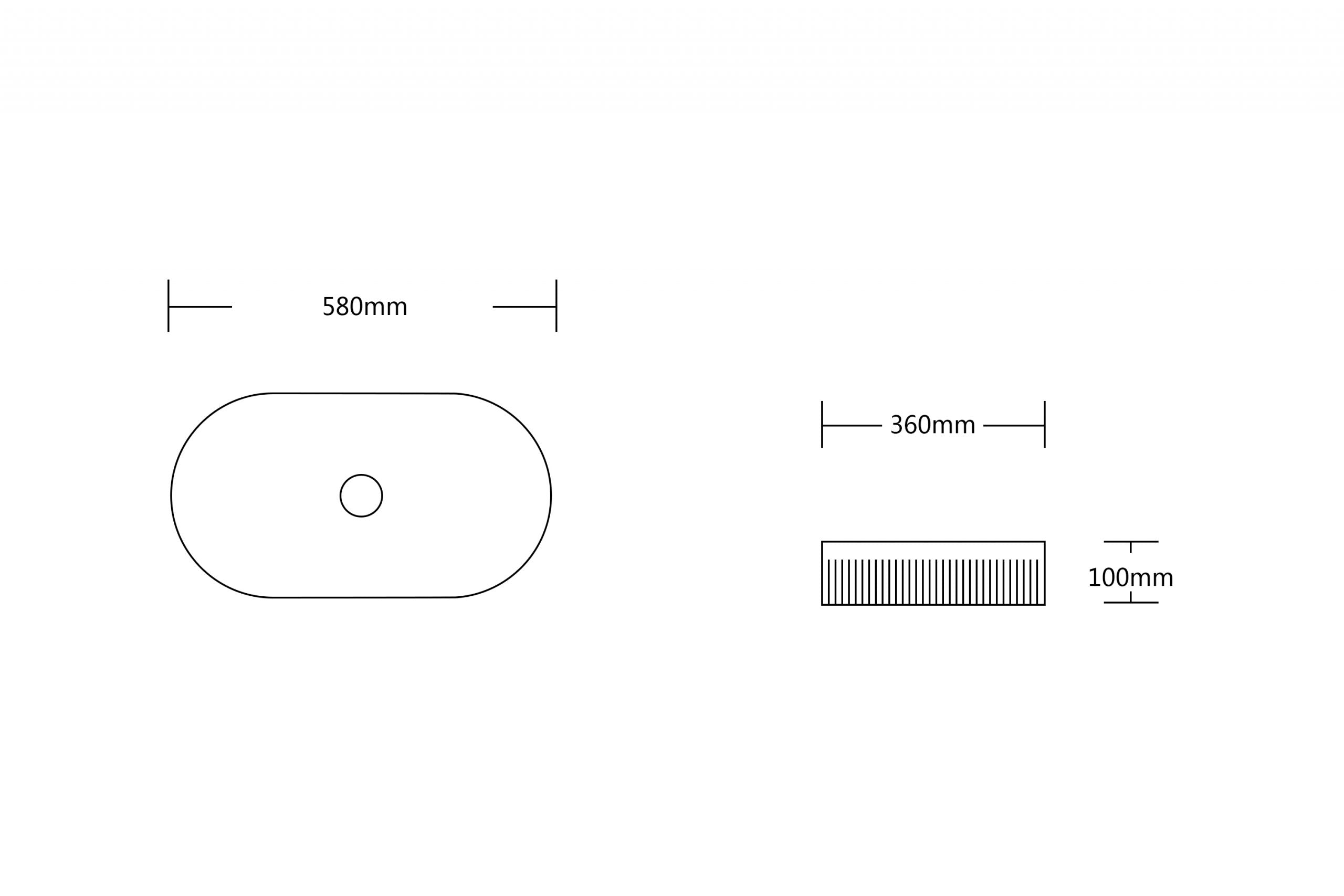 Ovia Pill Oval Matte White Oval Fluted 580mm x 360mm Basin Above Counter
