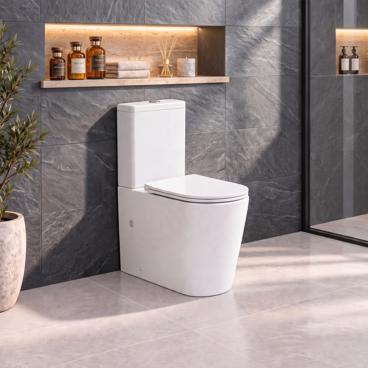 Ovia Rimless London Back-to-Wall Toilet Suite - Gloss White