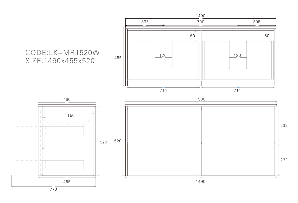Lukka Ridgewood Modern Wall Hung Plywood Cabinet LK-MR1520W-SO