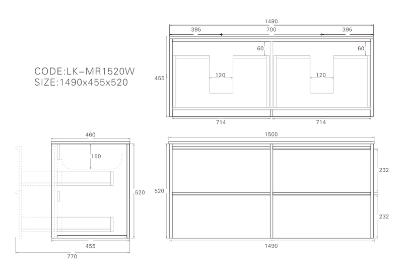 Lukka Ridgewood Modern Wall Hung Plywood Cabinet LK-MR1520W-SO