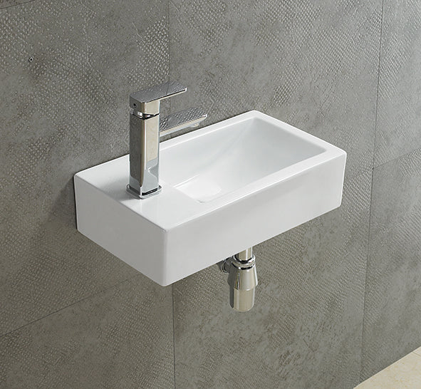 Lukka Crete Fine Ceramic Wall Hung Mini Basin No Overflow LK-CW450L/LK-CW450R