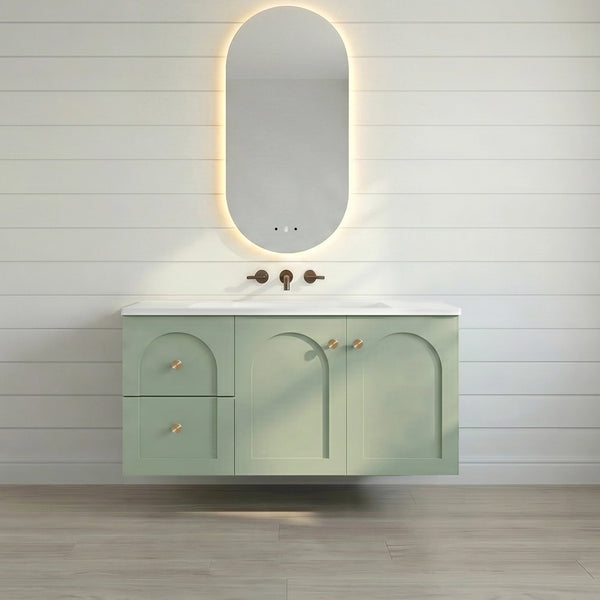900mm Olive Green Lukka Chester Wall-Hung Vanity - Left-hand drawers