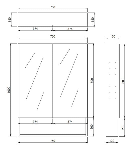 Lukka Clark Plywood Mirror Cabinet Sandy Oak Matte LK-LK-CLMC750-SO