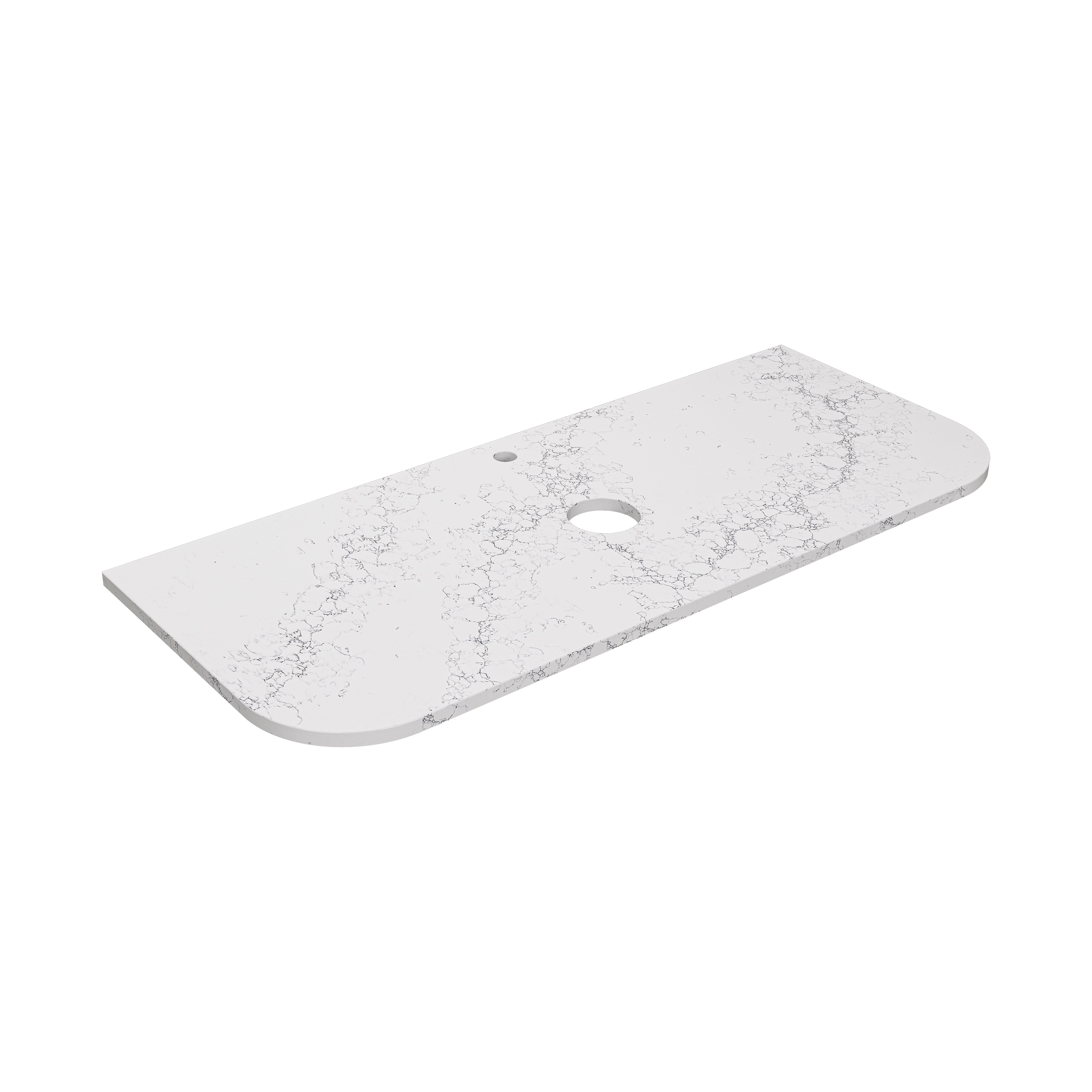 Calacatta White (WG486) Zero Silica Engineer Stone Top - Curve LK-QCW - LK-QCW125CV-UTH - Semi Drill