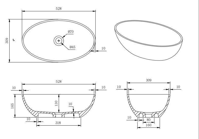 Lukka Kirra Solid Surface Art Basin LK-SKA500MW/SKA528MW/SKA5838MW