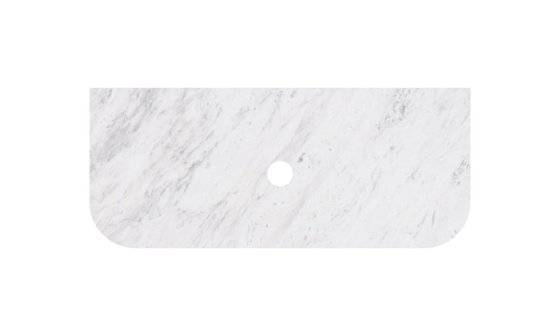 Carrara White Marble Stone Top - Curve - LK-MCARW75CV-UTH - Semi Drill