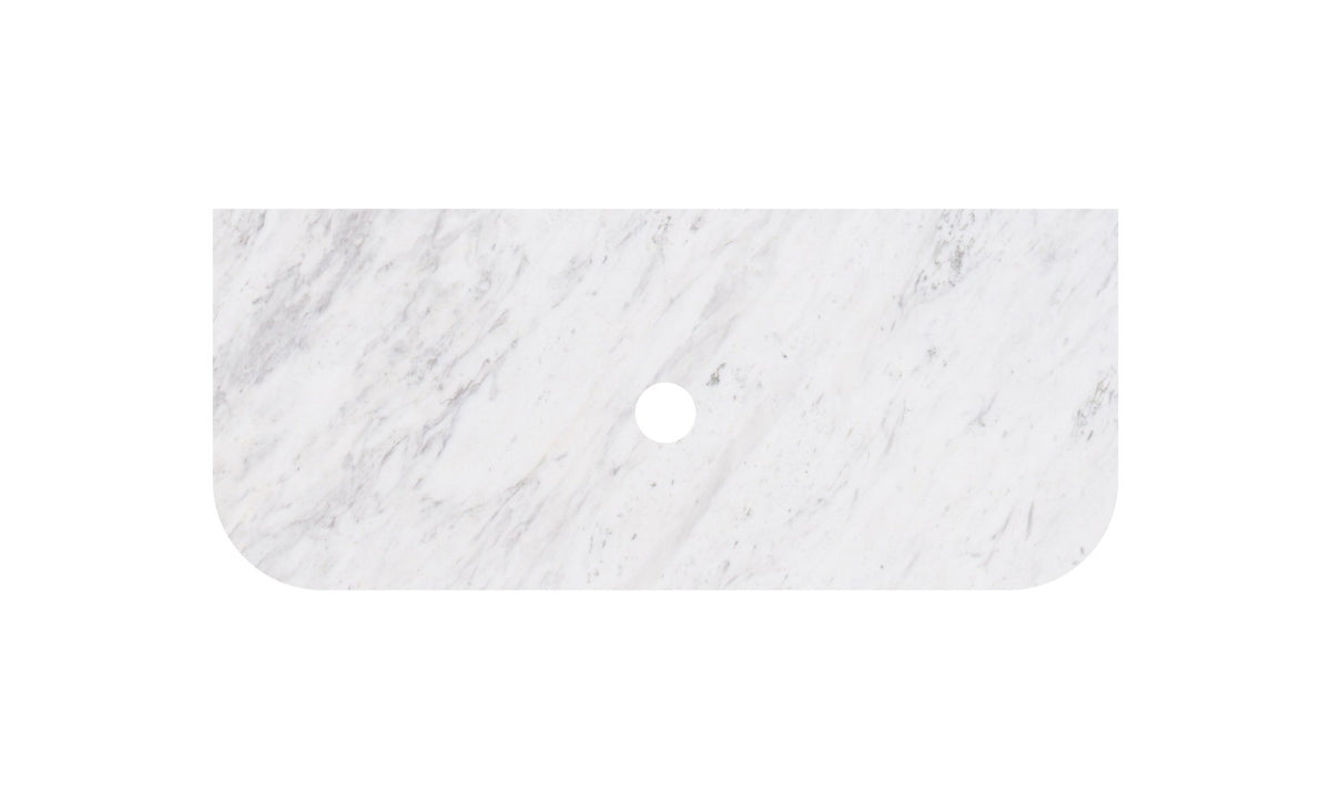 Carrara White Marble Stone Top - Curve - LK-MCARW95CV-UTH - Semi Drill