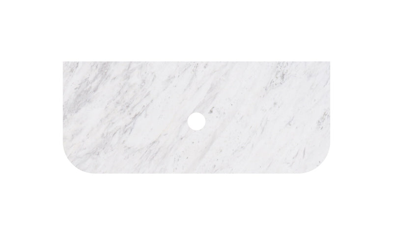 Carrara White Marble Stone Top - Curve - LK-MCARW95CV-UTH - Semi Drill