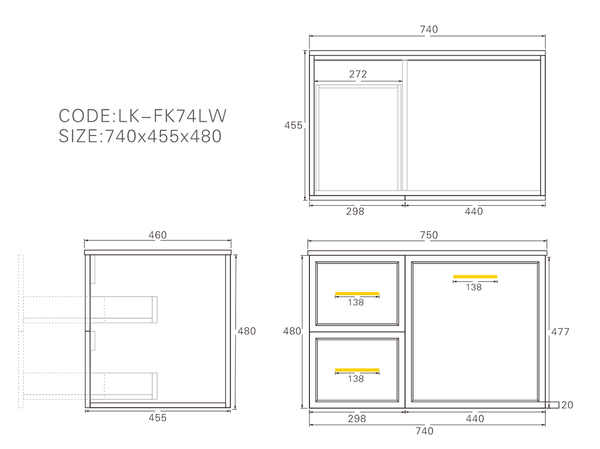 Lukka Kingsley Federation Wall Hung PVC Cabinet LK-FK74LW-MW