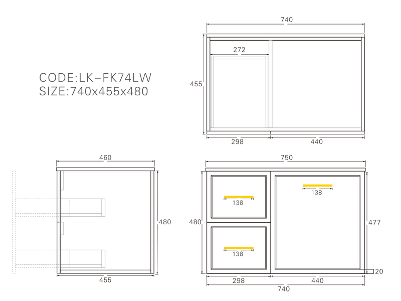 Lukka Kingsley Federation Wall Hung PVC Cabinet LK-FK74LW-MW