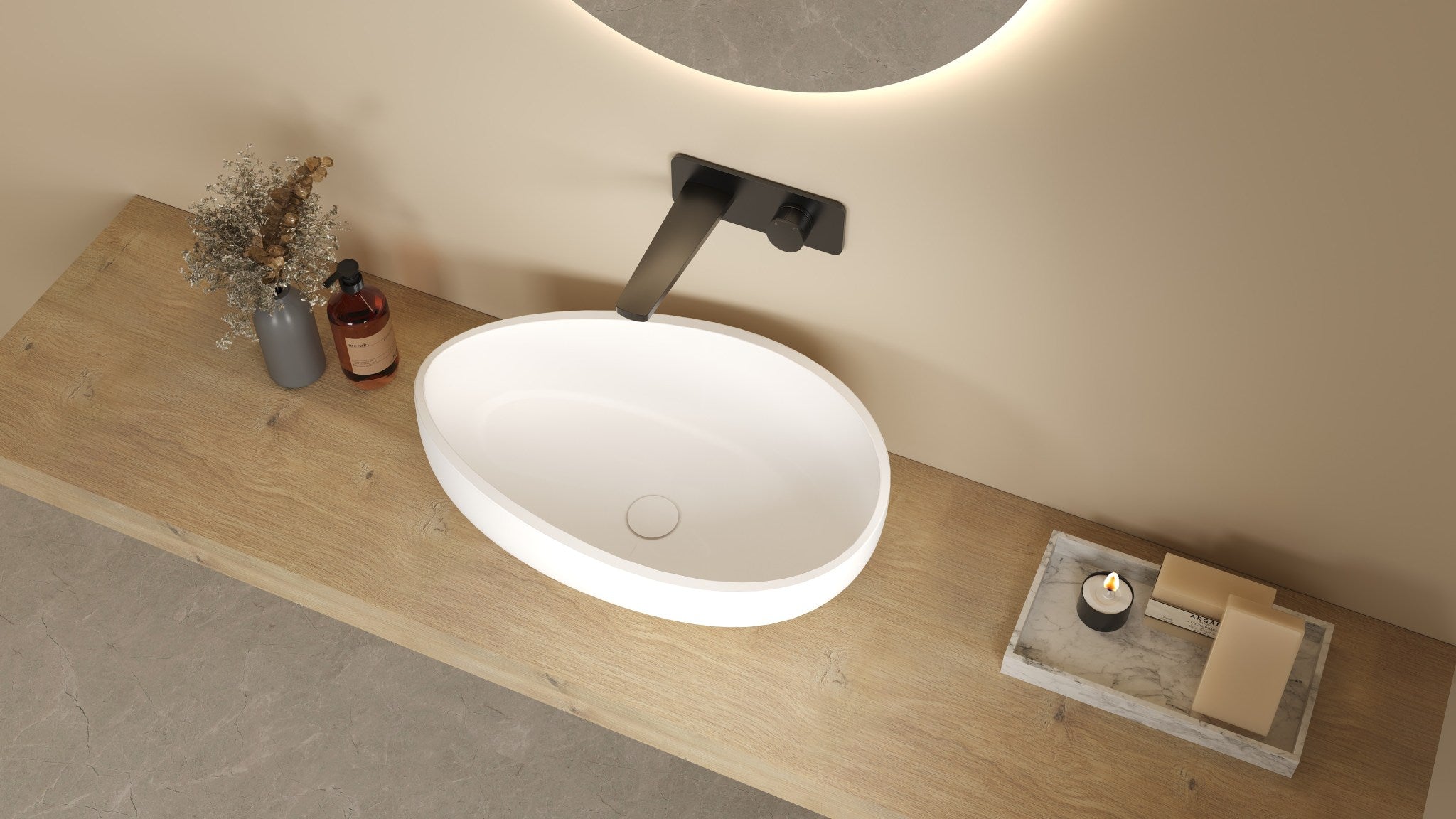 Lukka Waverton Solid Surface Stone Above Counter Basin LK-SA6037