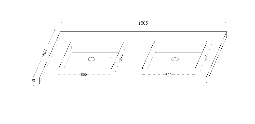 Blanco White Sintered Stone seamless joined with fine ceramic basin LK-UBW - LK-UBW154D-NTH - No Tap Hole
