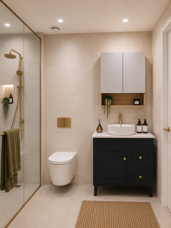750mm Matte Black Lukka Harold Freestanding Vanity - Right-hand drawers