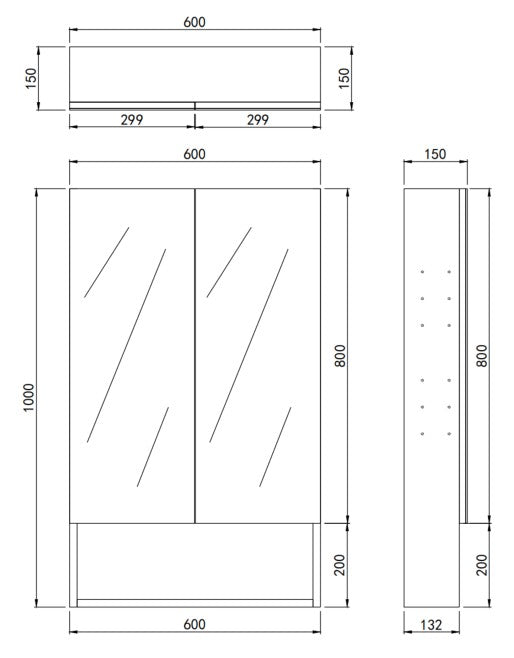 Lukka Clark Plywood Mirror Cabinet Sandy Oak Matte LK-LK-CLMC600-SO