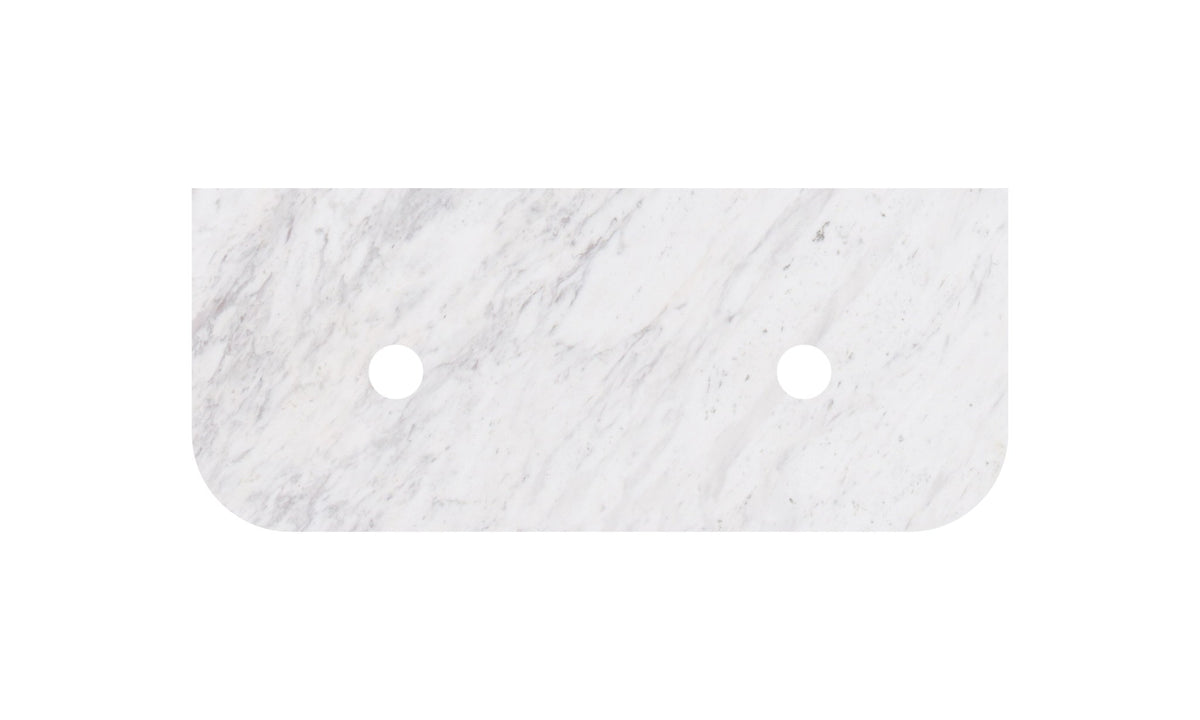 Carrara White Marble Stone Top - Curve - LK-MCARW155CVD-UTH - Semi Drill