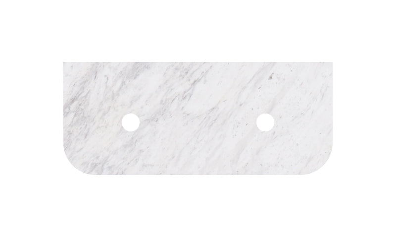 Carrara White Marble Stone Top - Curve - LK-MCARW155CVD-UTH - Semi Drill