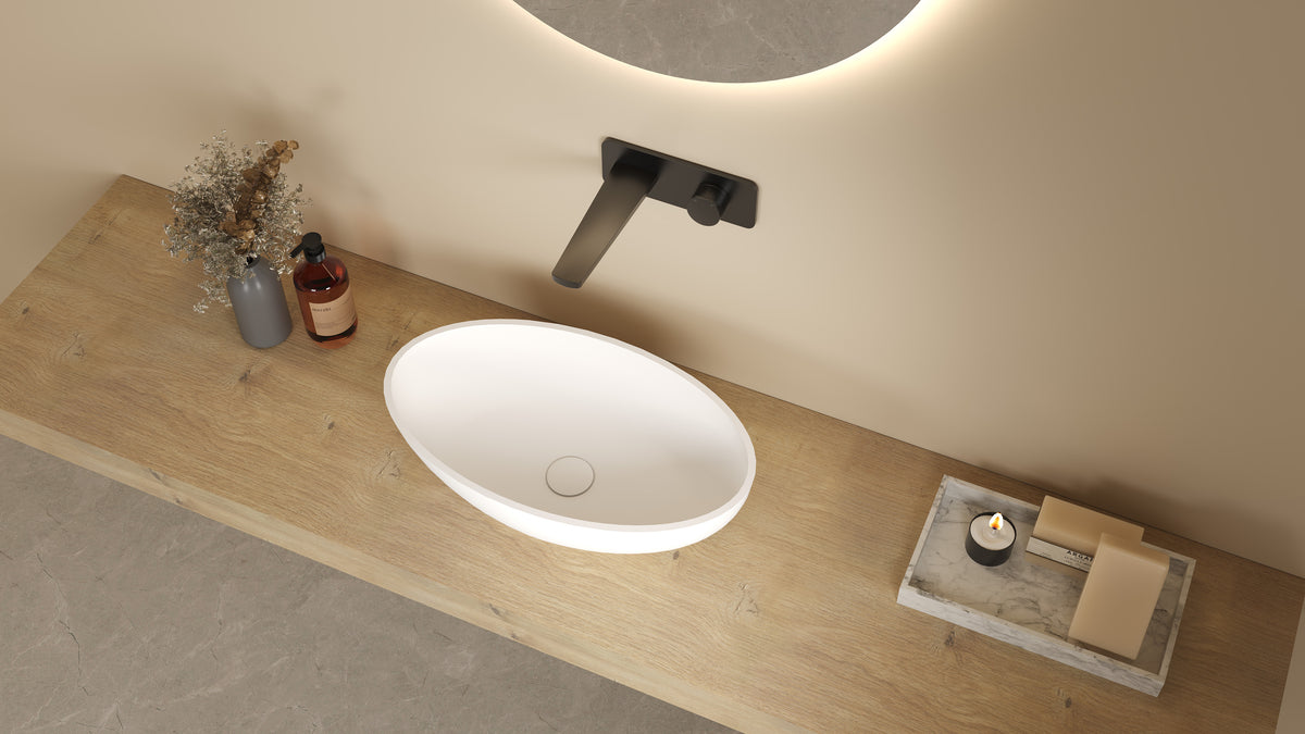 Kirra Solid Surface Art Basin - 528x309x165 - LK-SKA528-MW