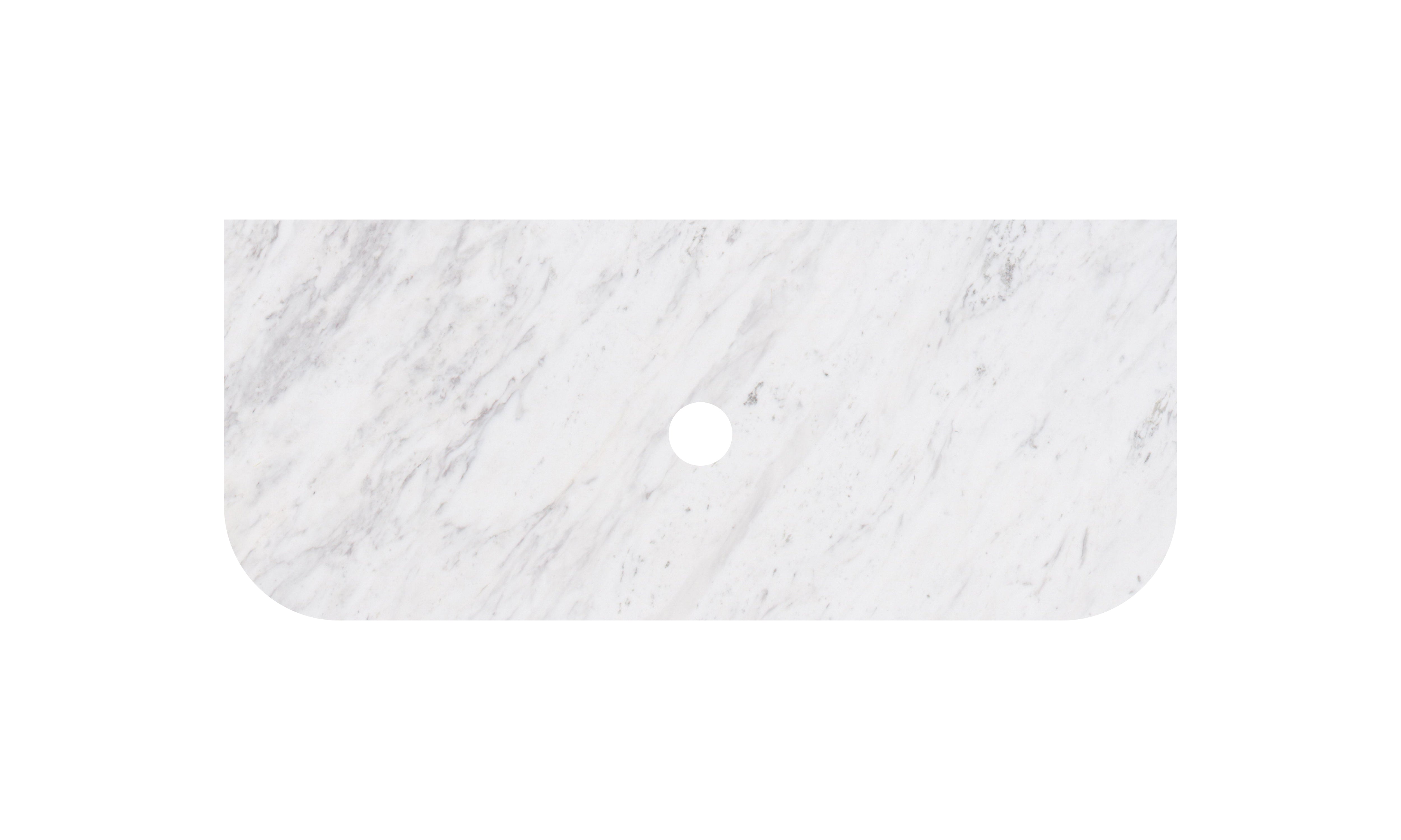 Carrara White Marble Stone Top - Curve - LK-MCARW65CV-UTH - Semi Drill