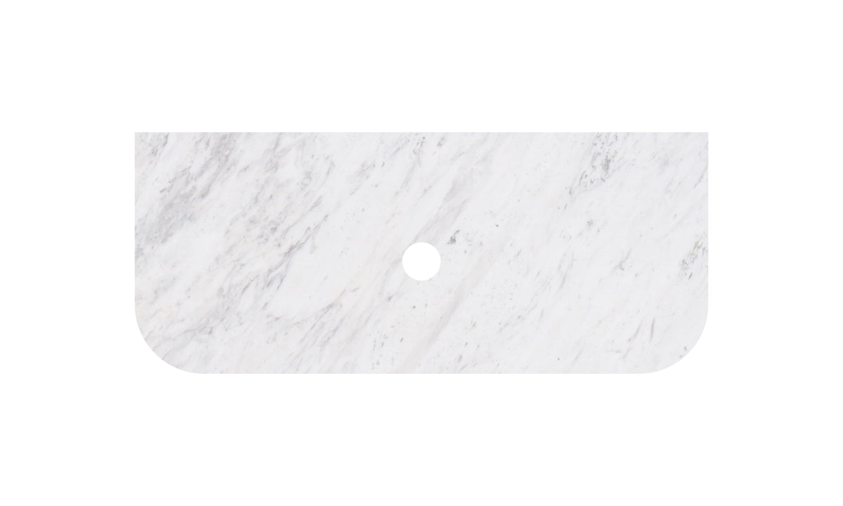 Carrara White Marble Stone Top - Curve - LK-MCARW65CV-UTH - Semi Drill