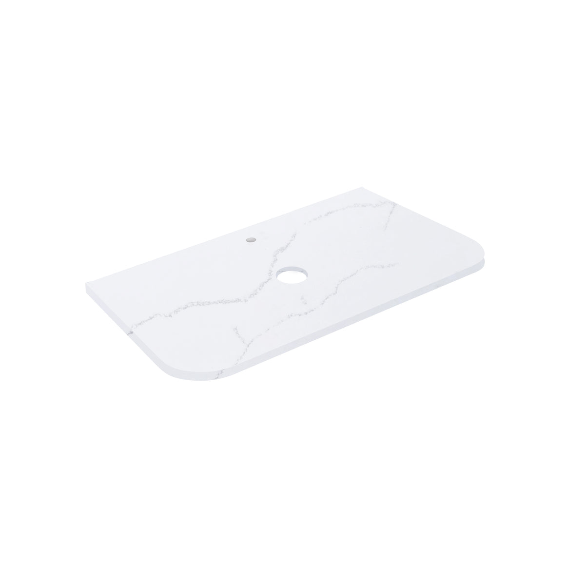 Calacatta Arctic White Solid Surface Stone Top - Curve LK-SCA - LK-SCA95CV-UTH - Semi Drill